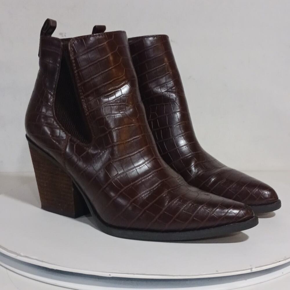 Soul Naturalizer Micah Brown Croc Print Vegan Booties sz 9.5W